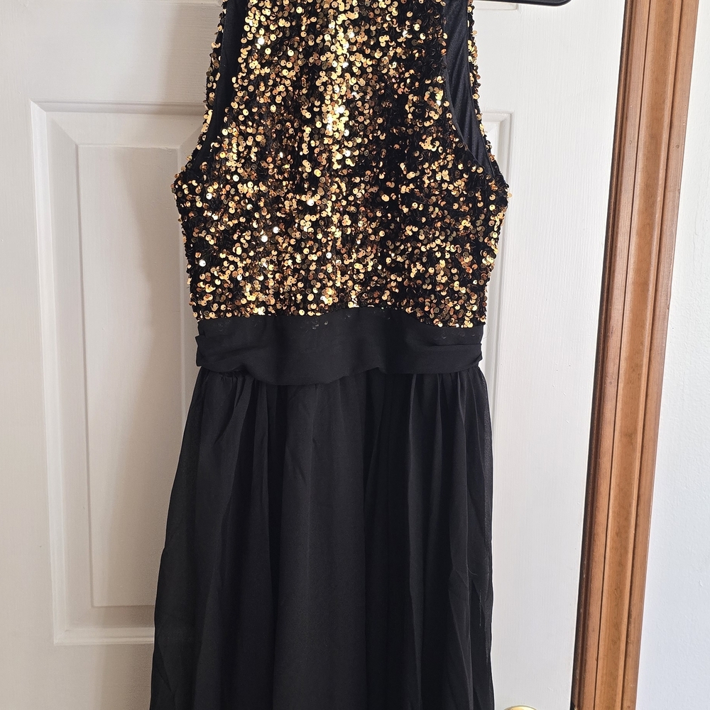 Elegant Black and Gold Sequin Dress